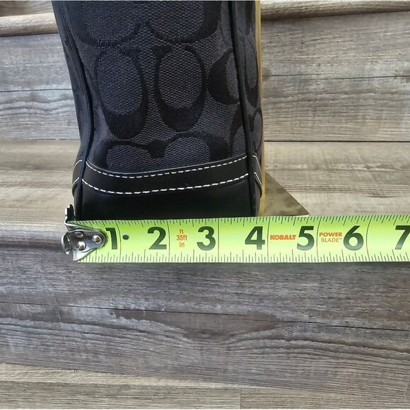 Coach Leatherware Signature Black Canvas Leather Trim Top Handle Tote Bag - Picture 9 of 11